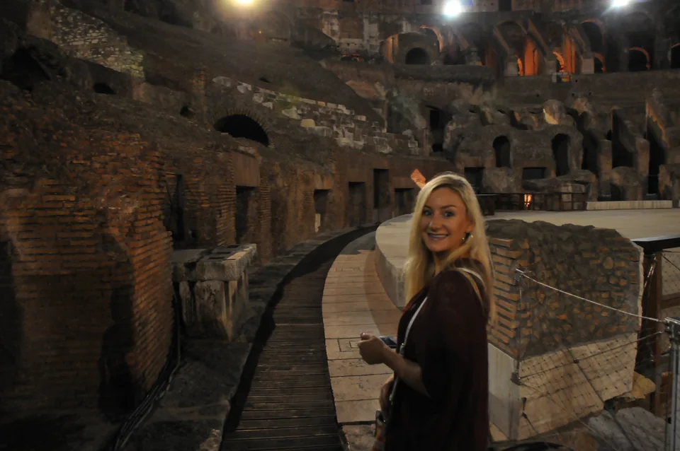 Kristin on a walkway inside the Colosseum